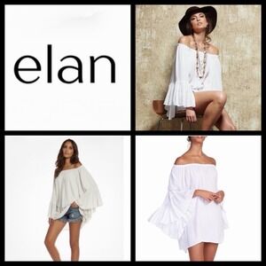 Elan Off Shoulder Top/Mini Dress One Size Ruffle Sleeve Festival Boho Ethereal